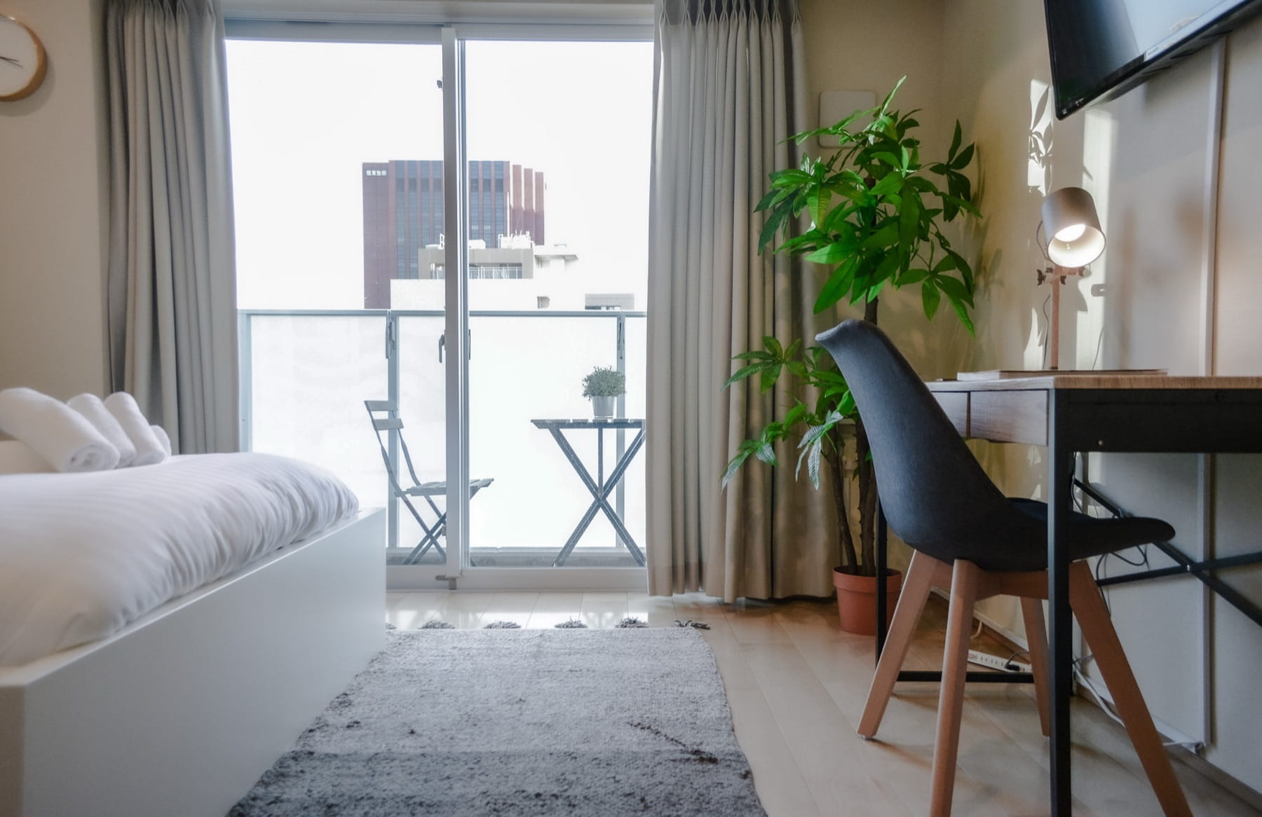 Tokyo hotel balcony with city view